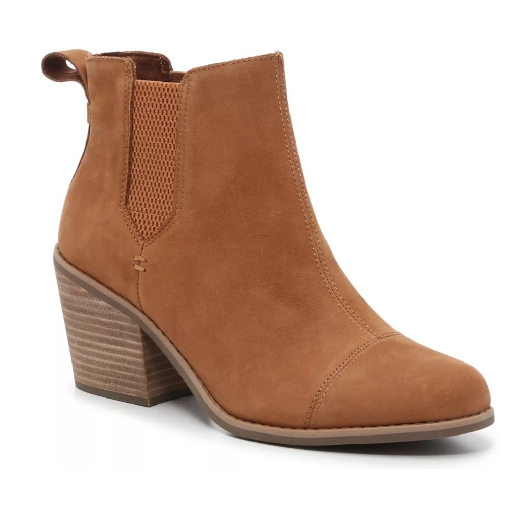 TOM’S Everly Booties - Camel Cognac Brown Suede Worn Once Size 9